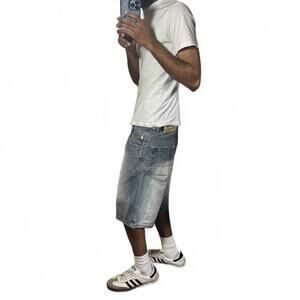 Vintage SouthPole Beige Tab Light Wash Faded Baggy Jorts